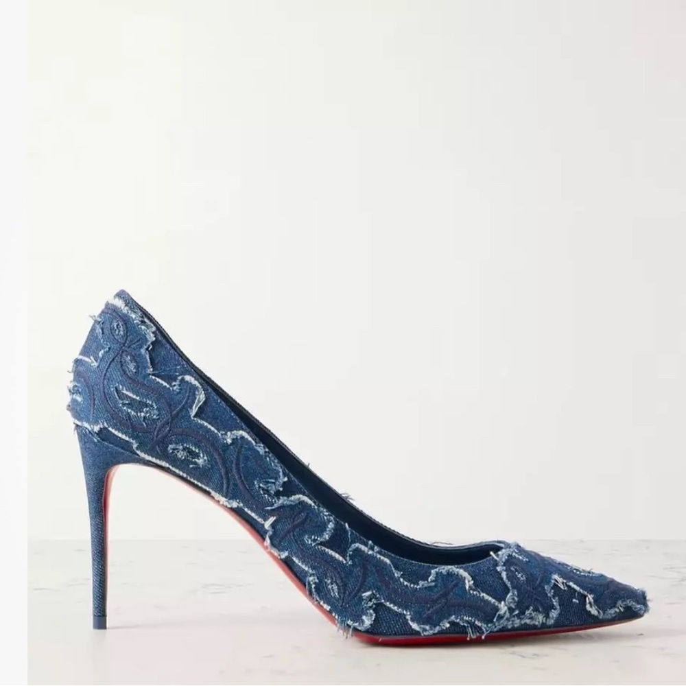 Christian Louboutin Kate 100 Blue Denim Women's Pumps